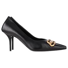 Balenciaga-Balenciaga Square Knife BB Pumps in Black Leather-Black