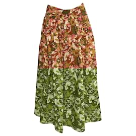Zimmermann-Zimmermann Floral-Print Gathered Midi Skirt in Multicolor Cotton-Multiple colors
