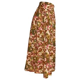 Zimmermann-Zimmermann Floral-Print Gathered Midi Skirt in Multicolor Cotton-Multiple colors