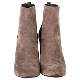 Fendi- Fendi High-Heeled Chelsea Boots in Brown Suede-Brown,Red