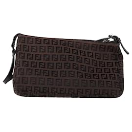 Fendi- Fendi Zucca FF Baguette Shoulder Bag in Brown Canvas-Black