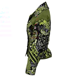 Etro- Etro Floral-Embroidered Buttoned Jacket in Multicolor Cotton-Multiple colors