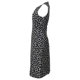 Michael Kors-Michael Kors Floral Printed Midi Dress in Navy Blue Polyester-Blue,Navy blue