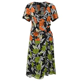 Proenza Schouler- Proenza Schouler Floral Printed Wrap Midi Dress in  Multicolor Viscose-Multiple colors
