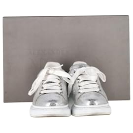Alexander Mcqueen- Alexander Mcqueen Oversized Sneakers in Metallic Silver Leather-Silvery,Metallic