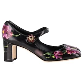 Dolce & Gabbana- Dolce & Gabbana Floral Printed Mary Jane Pumps in Multicolor Leather-Multiple colors