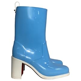 Christian Louboutin-Christian Louboutin Women's "Version Splash" Heeled Rain Boots Shoes-Blue,Light blue