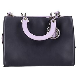 Borsa tote Medium Diorissimo in pelle blu navy e argento di Christian Dior Grigio