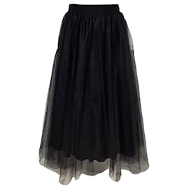 Zimmermann- Zimmermann Tulle Midi Skirt in Black Polyamide-Black