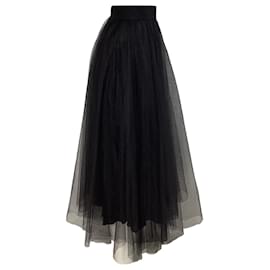 Zimmermann- Zimmermann Tulle Midi Skirt in Black Polyamide-Black