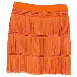 Jupe mini à franges Alberta Ferretti en acétate orange Orange