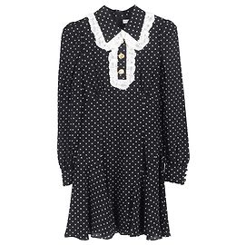Abito mini a maniche lunghe a pois Alessandra Rich in seta nera Nero