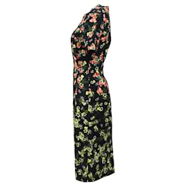Erdem- Erdem Floral Printed Knee-Length Dress in Multicolor Cotton-Multiple colors