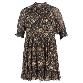 Vestido mini de gola alta estampado paisley em seda marrom Ulla Johnson Outro