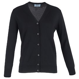 Prada Knopf-Cardigan aus schwarzer Wolle Schwarz