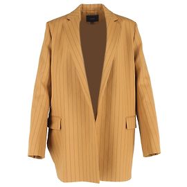 Joseph Jules Striped Open Blazer in Brown Wool Brown Red