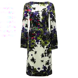 Erdem- Erdem Floral Printed Knee-Length Dress in Multicolor Silk-Multiple colors