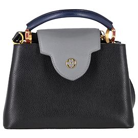 Louis Vuitton BB Capucines Top Handle Bag in Black Leather Red Dark red