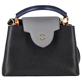 Louis Vuitton- Louis Vuitton BB Capucines Top Handle Bag in Black Leather-Red,Dark red
