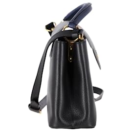 Louis Vuitton- Louis Vuitton BB Capucines Top Handle Bag in Black Leather-Red,Dark red