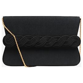 Autre Marque-Black crepe clutch bag with braided passementerie-Black