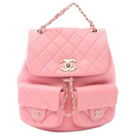 Chanel-Chanel Pink Medium Quilted Lambskin Duma Pockets Drawstring Backpack-Pink