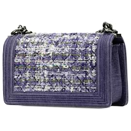 Chanel-Chanel Blue Medium Denim and Tweed Boy Bag-Blue