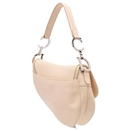 Dior-Dior Brown Woven Trim Grained Calfskin Saddle Bag-Brown,Beige