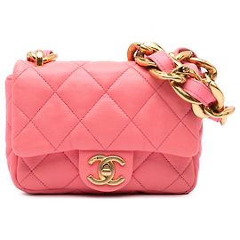 Chanel Mini Flap de piel de cordero acolchada rosa Funky Town Rosa