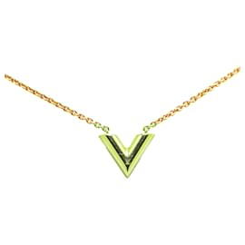 Louis Vuitton-Louis Vuitton Gold Gold Plated Essential V Necklace-Golden