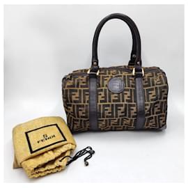 Fendi-Sac à main Fendi Zucca Zucchino Forever Bauletto Speedy-Marron