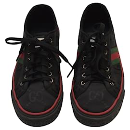 Gucci-GUCCI Preto GG Econyl Nylon Web Tênis Masculino 1977 Tamanho 41 Unissex-Preto