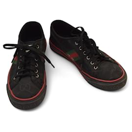 Gucci-GUCCI Preto GG Econyl Nylon Web Tênis Masculino 1977 Tamanho 41 Unissex-Preto