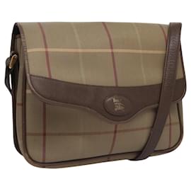 Autre Marque-Burberrys Nova Check Shoulder Bag Canvas Beige Gold Auth bs23438-Beige,Golden