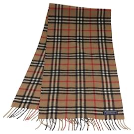 Autre Marque-Burberrys Nova Check Scarf Cashmere Brown Auth am7873-Brown