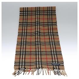 Autre Marque-Burberrys Nova Check Scarf Cashmere Brown Auth am7873-Brown