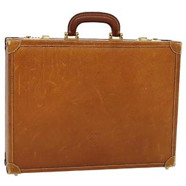 LOEWE Anagram Trunk Cuir Marron Or Auth EC383 Marron Doré