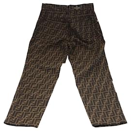 Fendi-FENDI Zucca Canvas Pants 40 Black Brown Auth am7779-Brown,Black