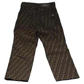 Fendi-FENDI Zucca Canvas Pants 42 Black Brown Auth am7905-Brown,Black