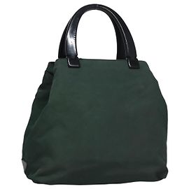 PRADA Bolsa de mão de nylon plástico caqui prata Auth bs23618 Prata Caqui