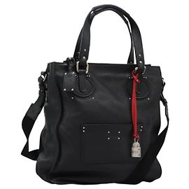 Chloé Mr Paddington Bolsa Tote de Couro 2em1 Preta Auth sw114 Preto