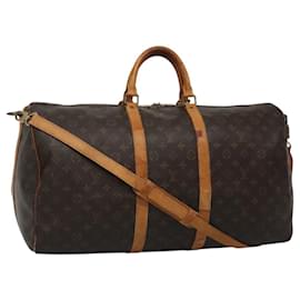 Louis Vuitton-LOUIS VUITTON Monogram Keepall Bandouliere 55 Boston Bag M41414 LV Auth BD045-Monogram