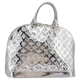 Louis Vuitton-LOUIS VUITTON Monogram Miroir Alma GM Hand Bag Silver Argent M95273 Auth PP360-Silvery