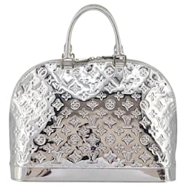 Louis Vuitton-LOUIS VUITTON Monogram Miroir Alma GM Hand Bag Silver Argent M95273 Auth PP360-Silvery