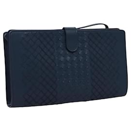 Autre Marque-BOTTEGAVENETA INTRECCIATO Clutch Bag Leather Navy Auth bs23055-Navy blue