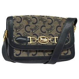 Céline Borsa a spalla Celine C Sulky in tela blu navy Auth EC321 Blu navy
