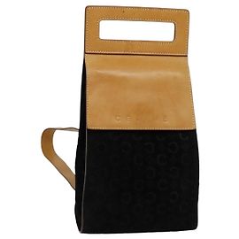 Céline Borsa a spalla in tela Macadam Celine C in suede nero Auth EC226 Nero
