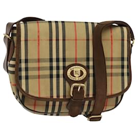 Autre Marque-Burberrys Nova Check Shoulder Bag Canvas Beige Brown Auth MY105-Brown,Beige