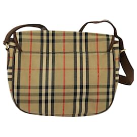Autre Marque-Burberrys Nova Check Shoulder Bag Canvas Beige Brown Auth MY105-Brown,Beige