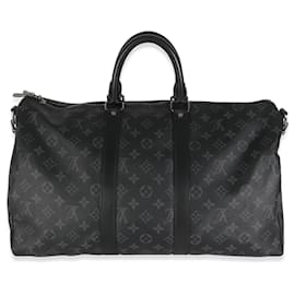 Louis Vuitton-Louis Vuitton Monogram Eclipse Canvas Keepall Bandouliere 45-Brown,Black